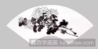 国画教程：写意菊花扇面画的绘制方法